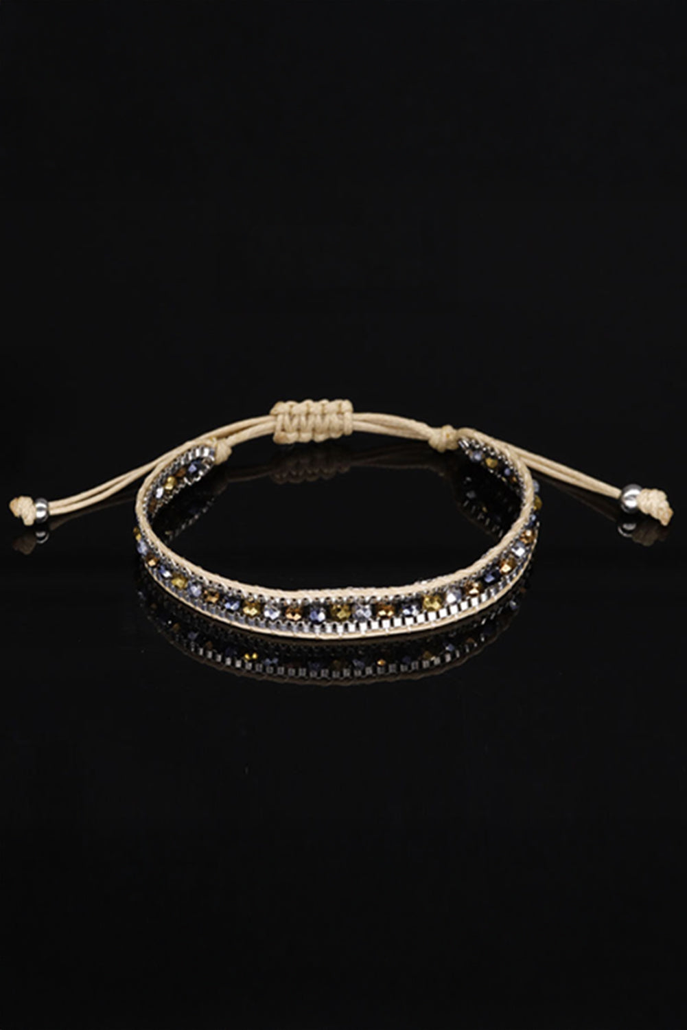 Adjustable Draw-cord Crystal Beading Bracelet