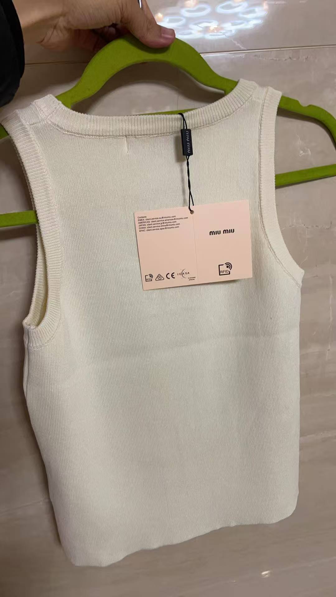 Miu Miu White Ribbed Tank Top