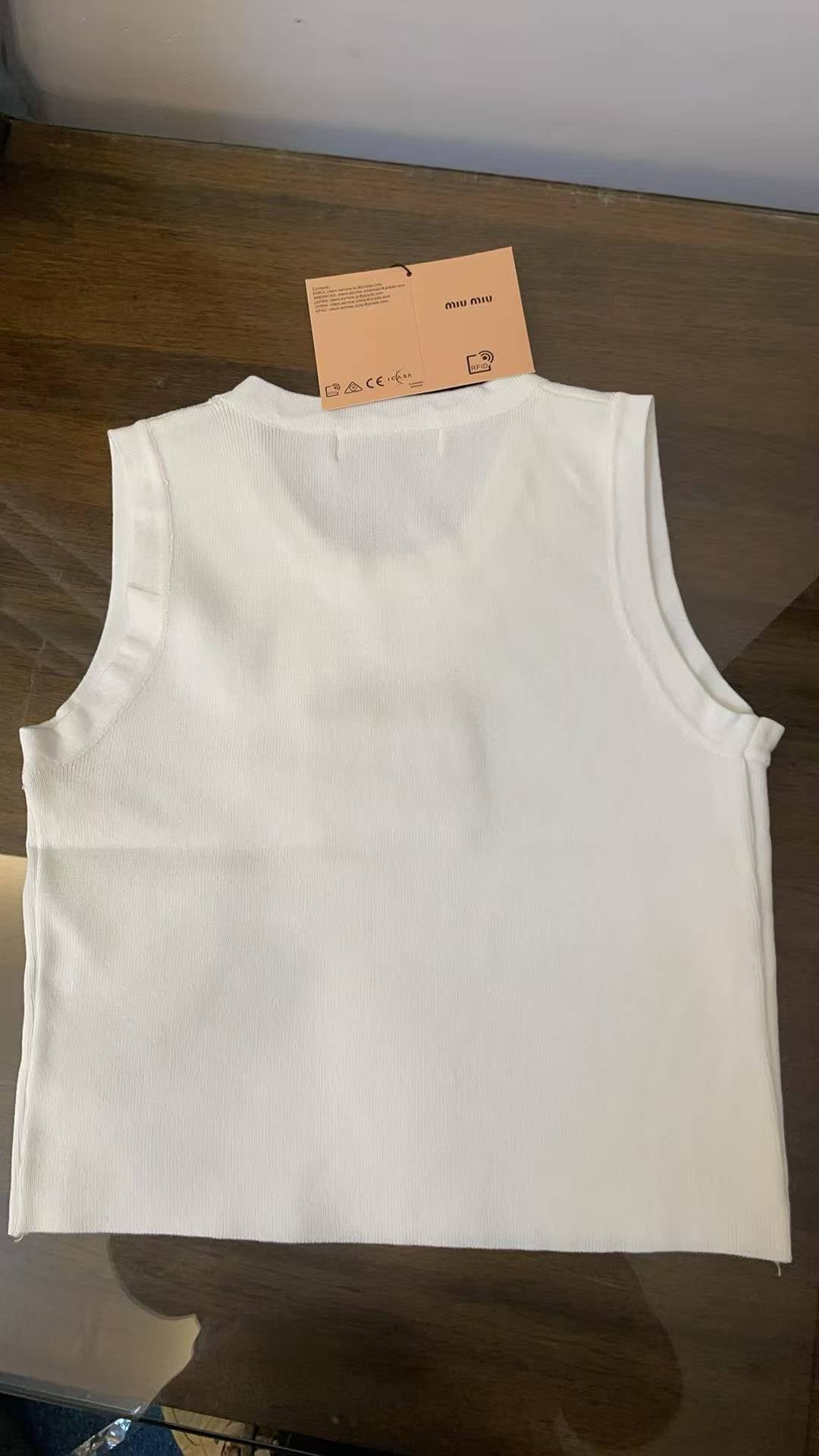 Miu Miu White Ribbed Tank Top