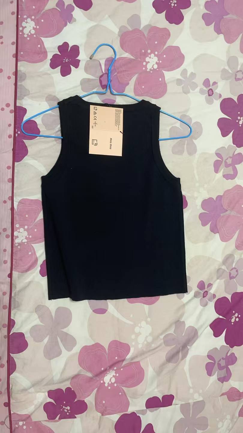 Miu Miu White Ribbed Tank Top