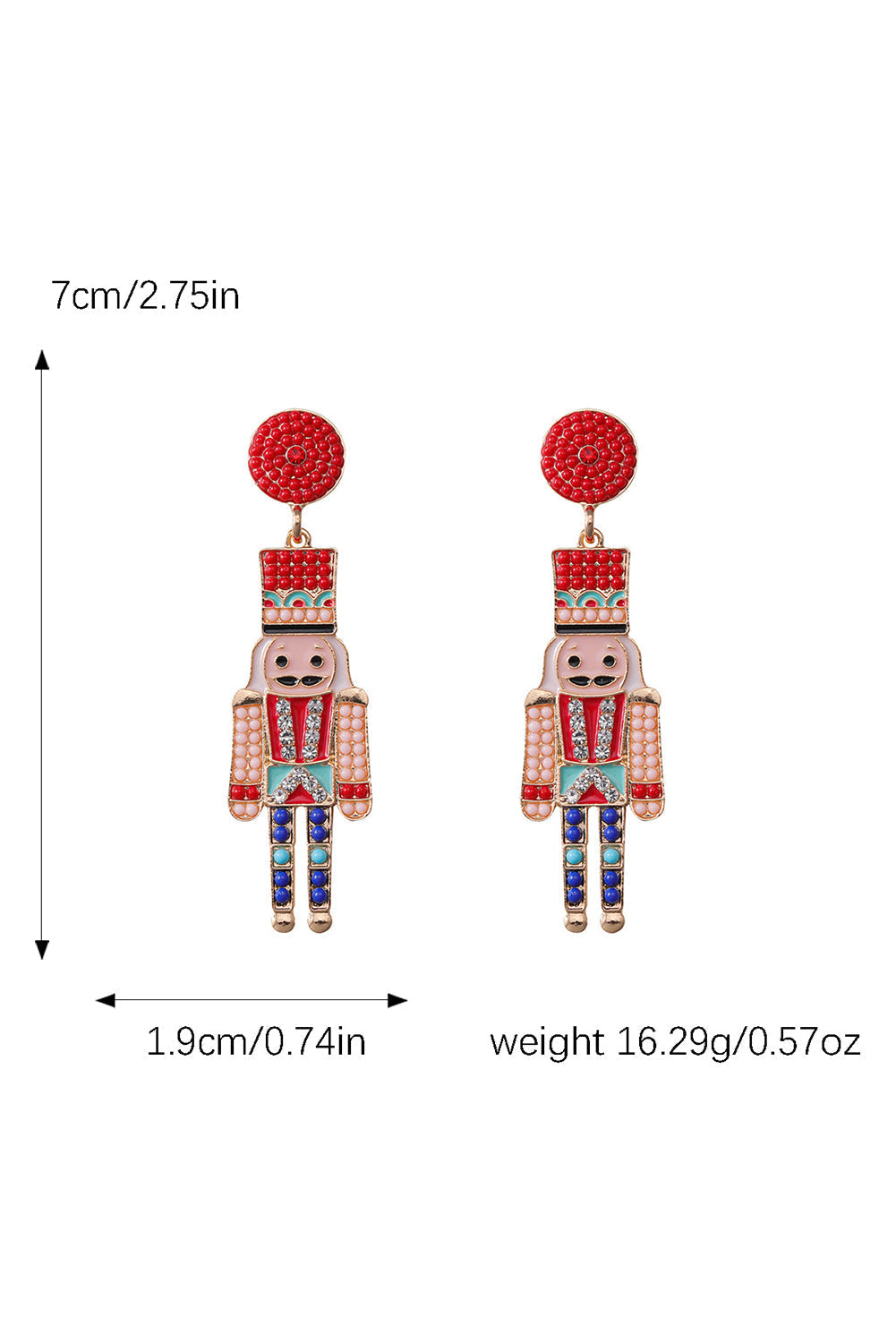 Beaded Christmas Nutcracker Earrings
