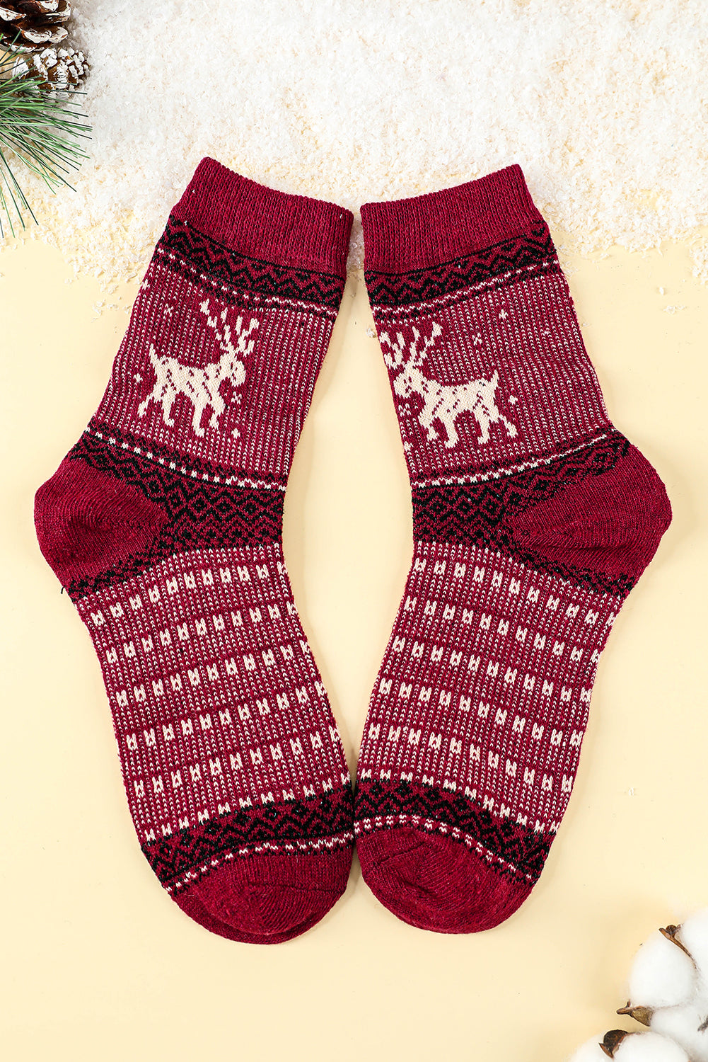 5 Pairs/Set Christmas Reindeer Soft Crew Socks