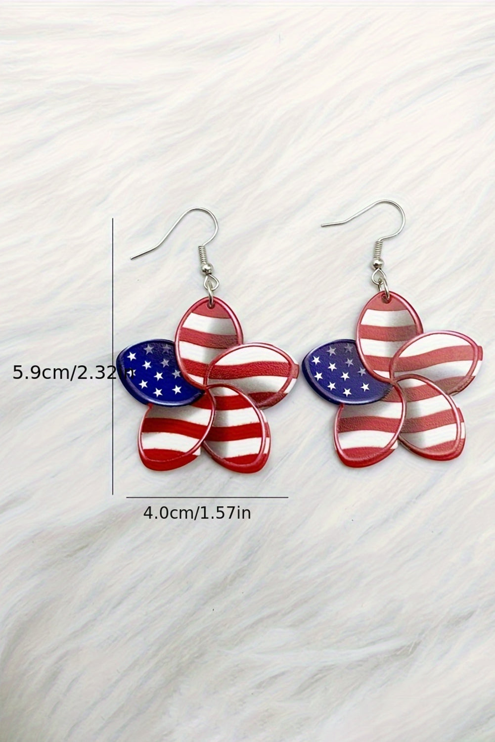 American Flag Printed Flower Shape Hook Earrings