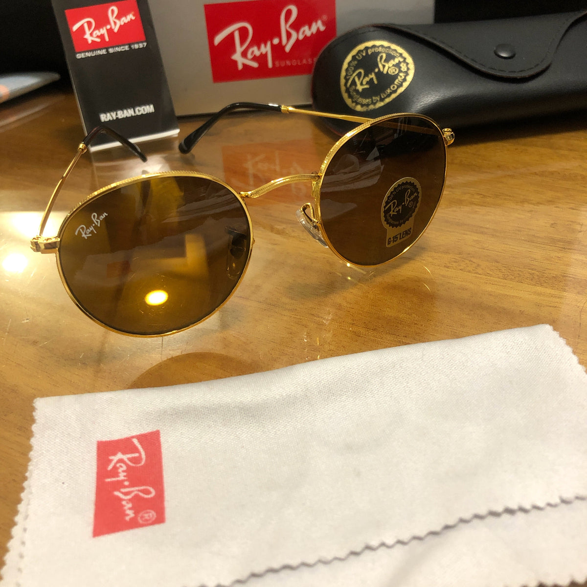 Unisex polarized ray-ban rb3447 round metal sunglasses