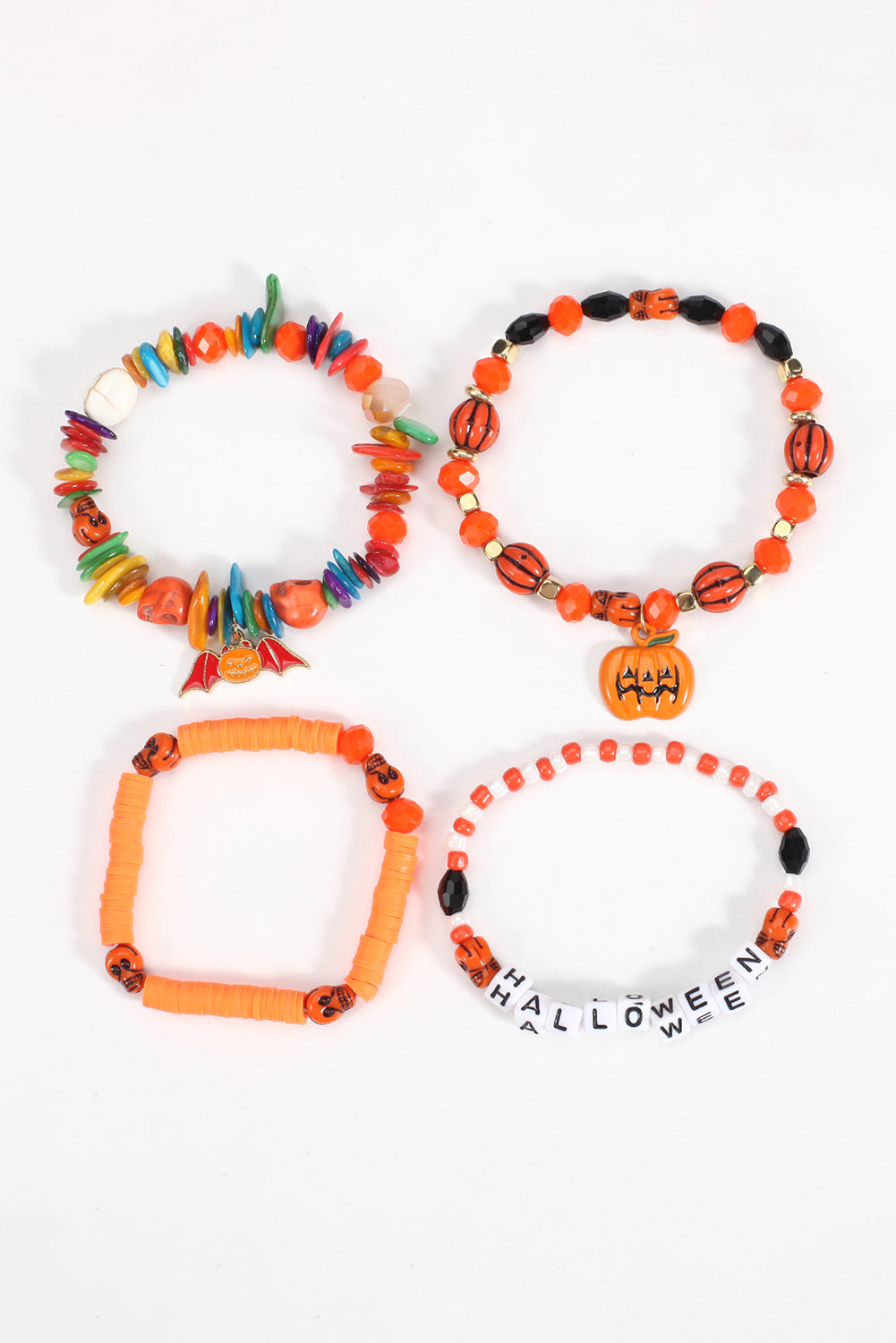 4pcs Halloween Pumpkin Bat Spider Bracelet Set
