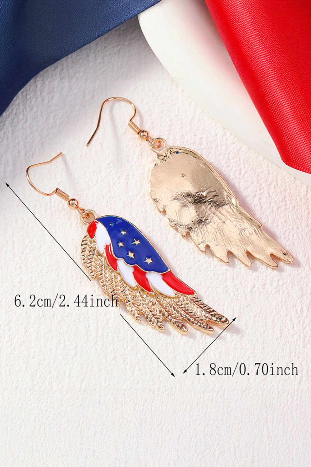 American Flag Wing Shape Plated Alloy Hook Earrings