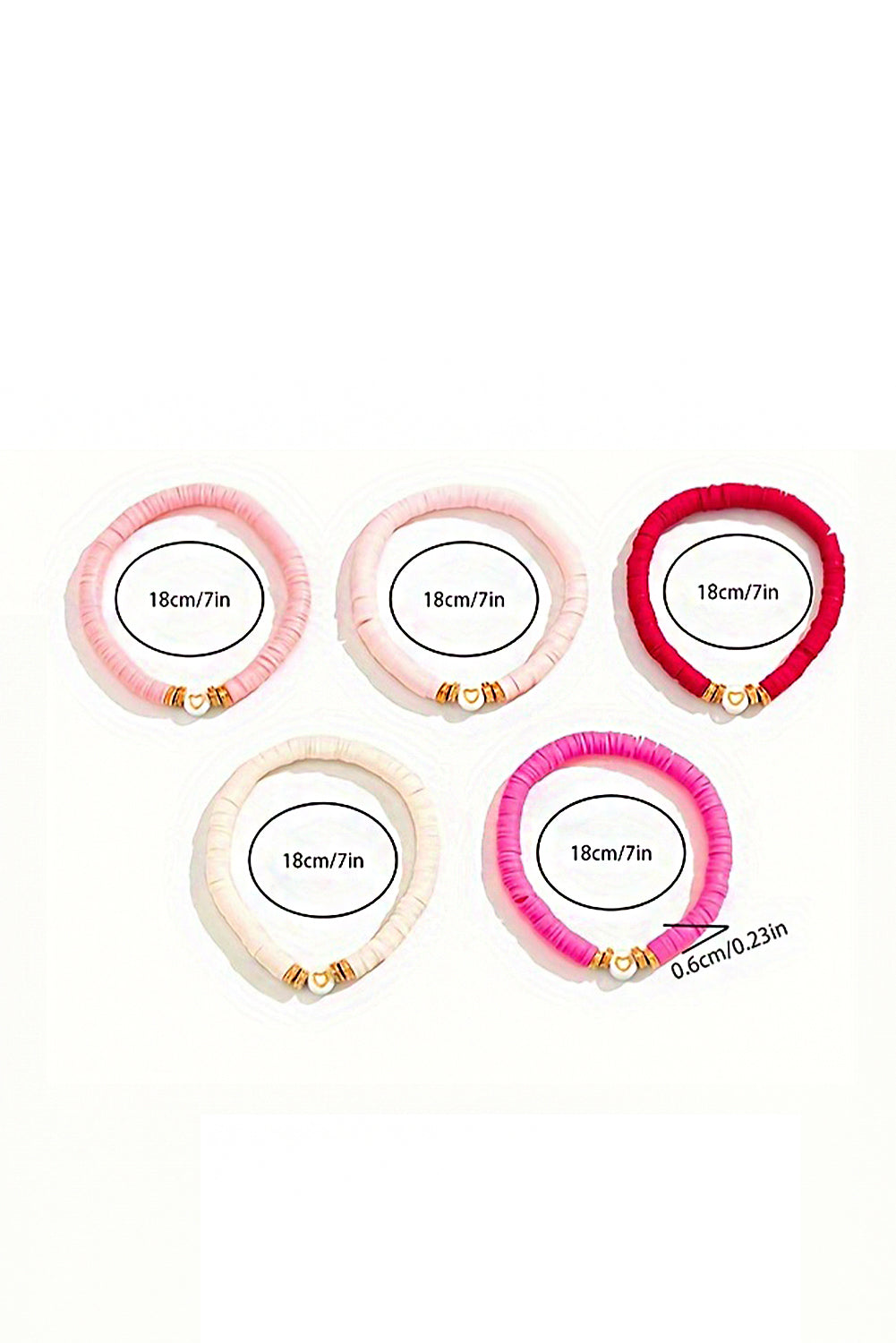5Pcs Valentine Heart Beaded Bracelet