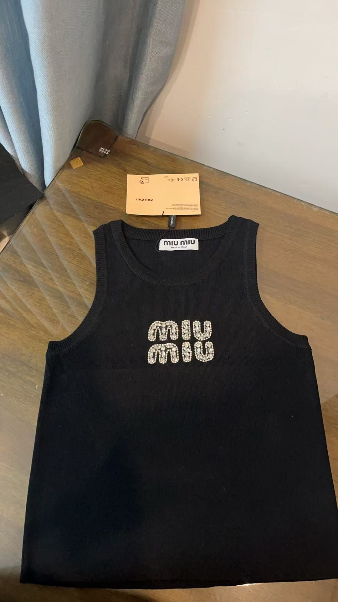 Miu Miu White Ribbed Tank Top