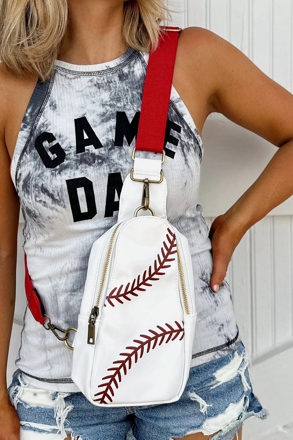 Balls Pattern PU Leather Zipped Sling Bag