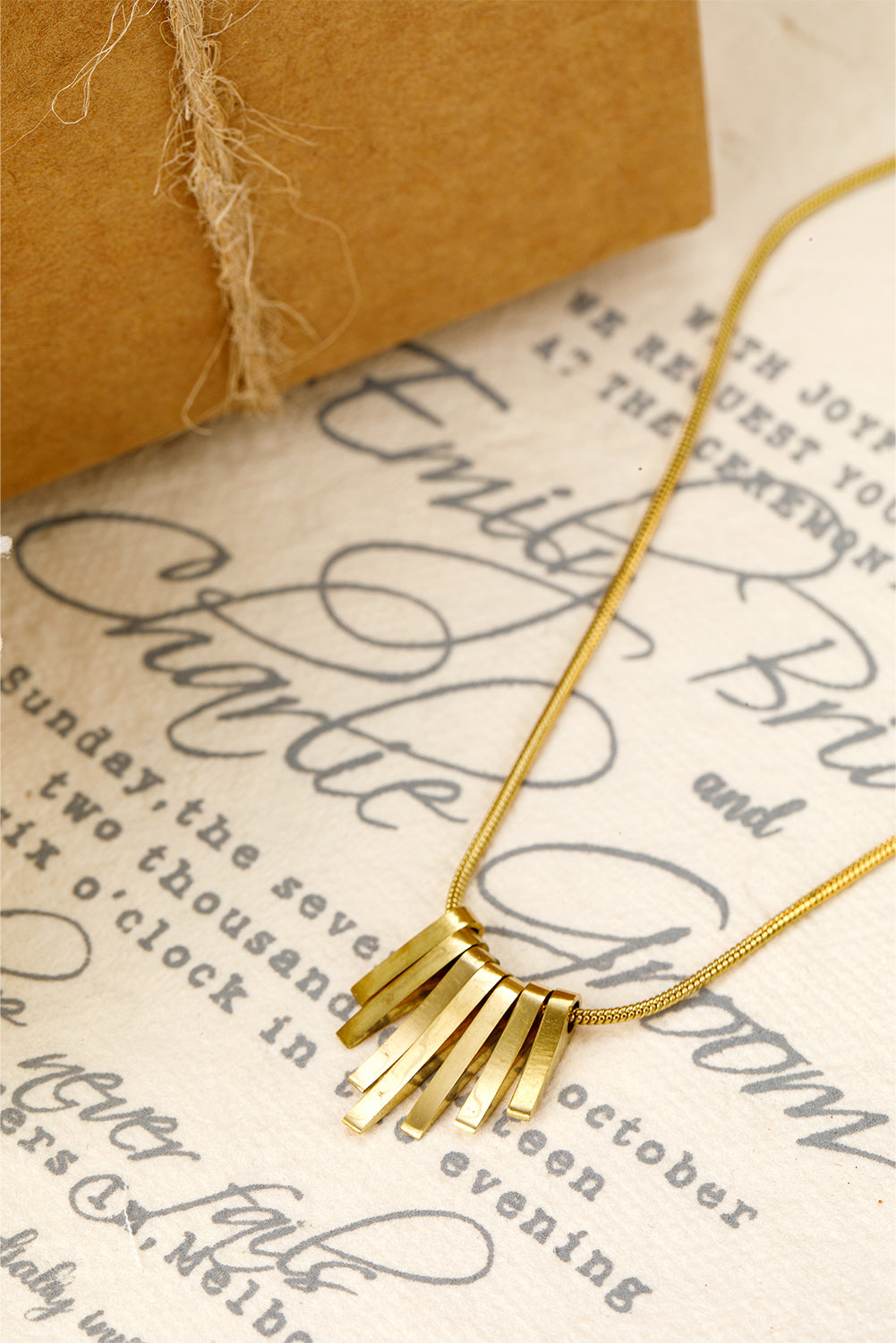 Asymmetric Bar Pendant Plated Alloy Necklace