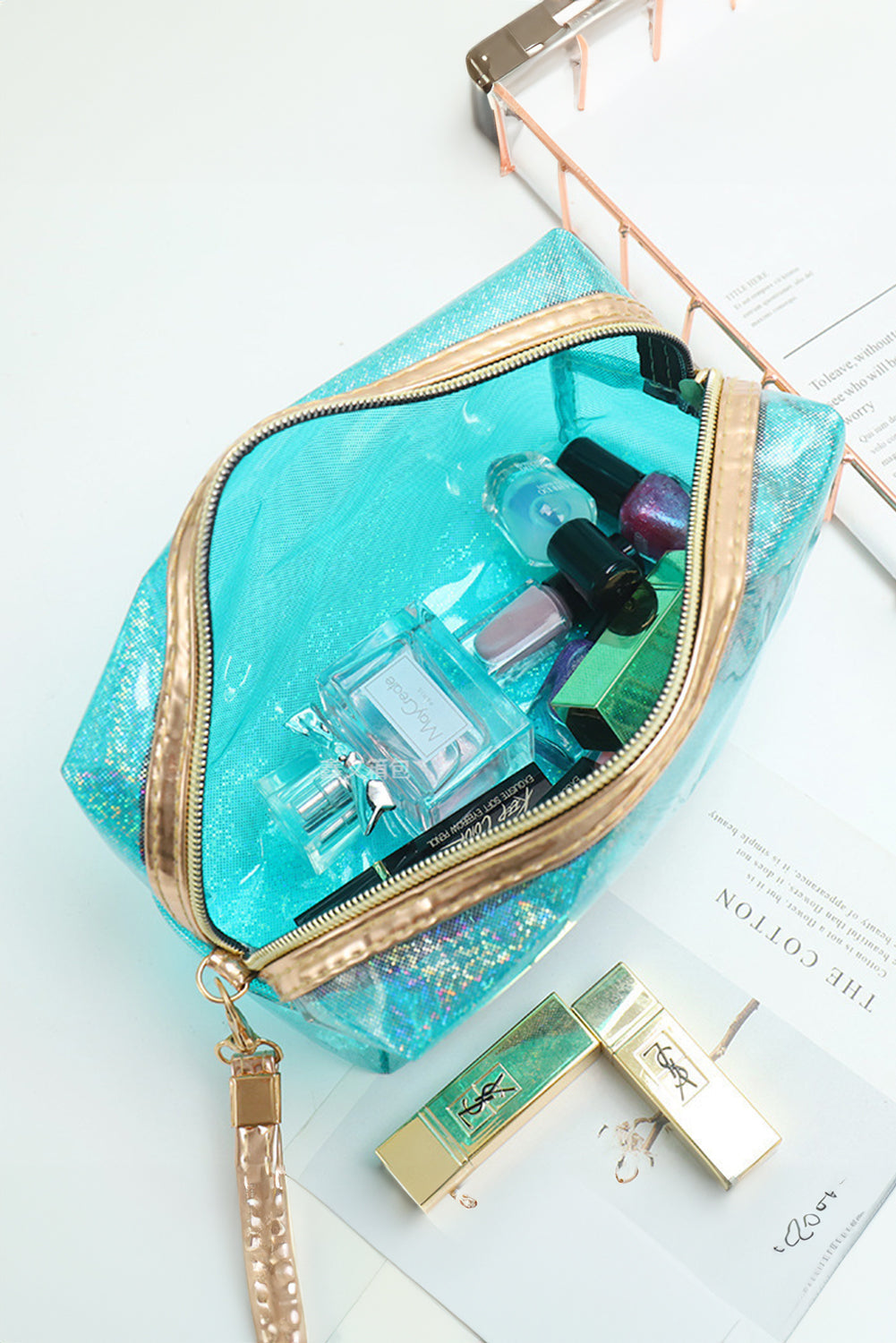 Basic Solid Color PU Square Makeup Bag