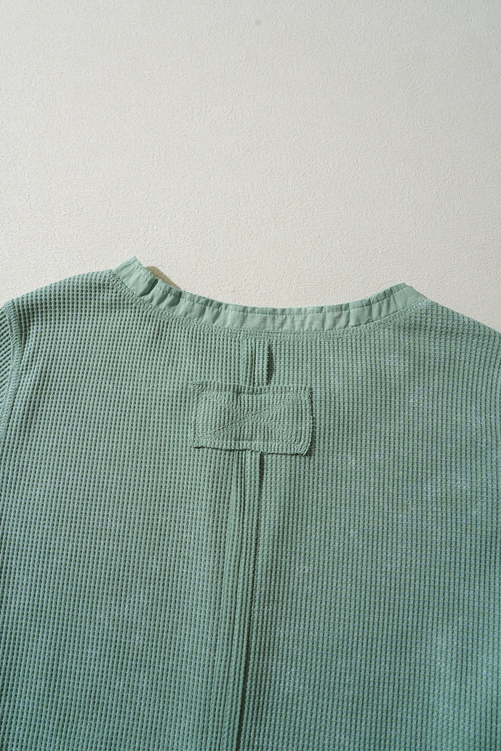 Acid Wash Waffle Long Sleeve Top