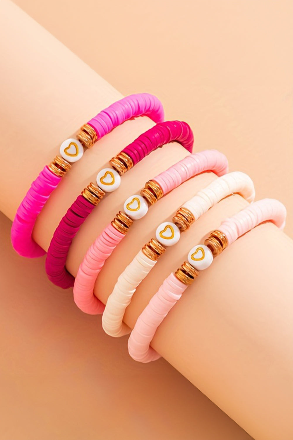 5Pcs Valentine Heart Beaded Bracelet