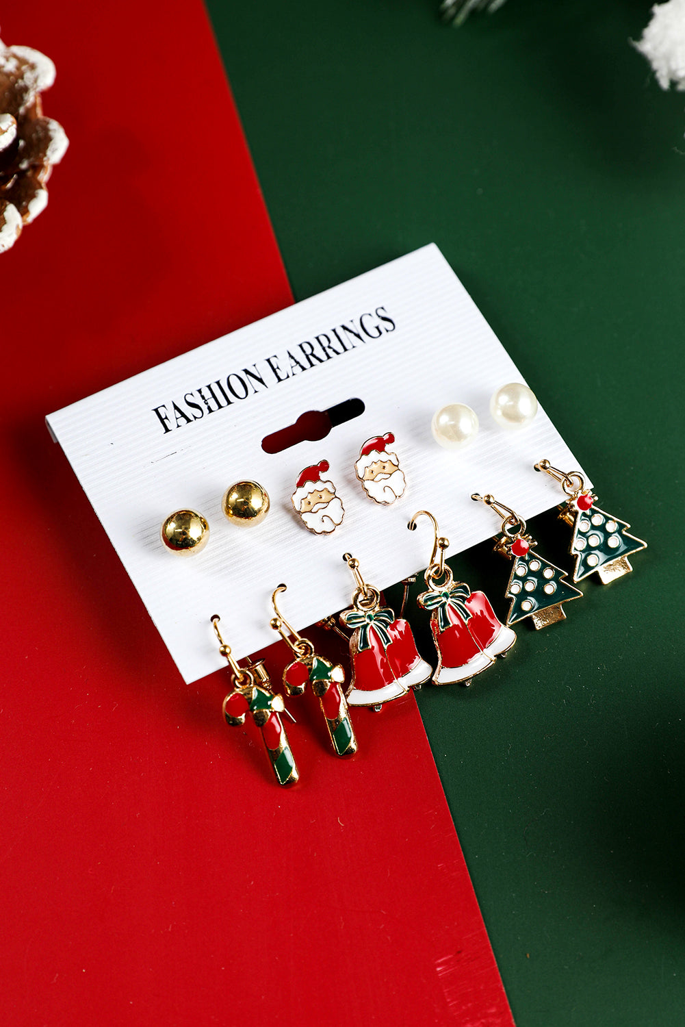 6 Pairs/Set Cartoon Christmas Theme Alloy Earring Set