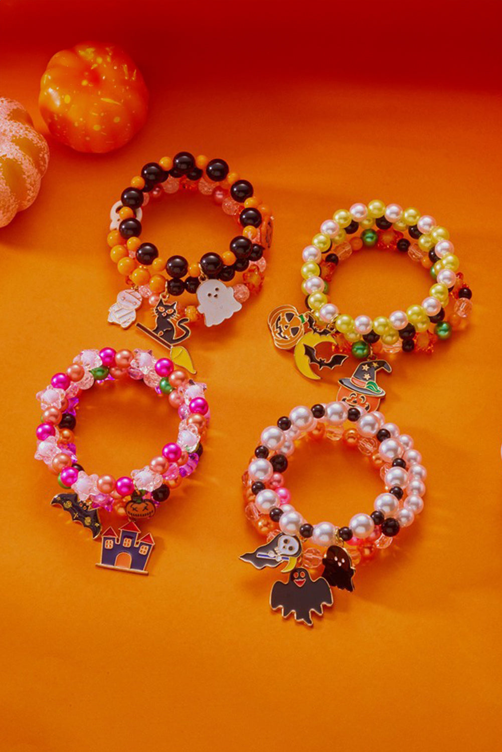 3pcs Halloween Pendent Elastic Beading Bracelet