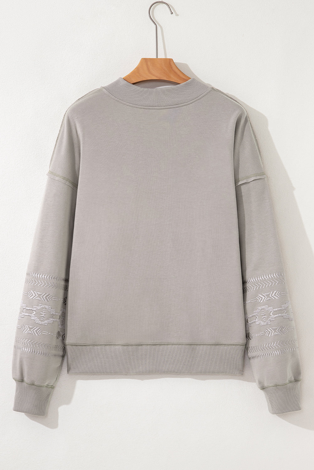 Aztec Embroidered Western V Neck Sweatshirt