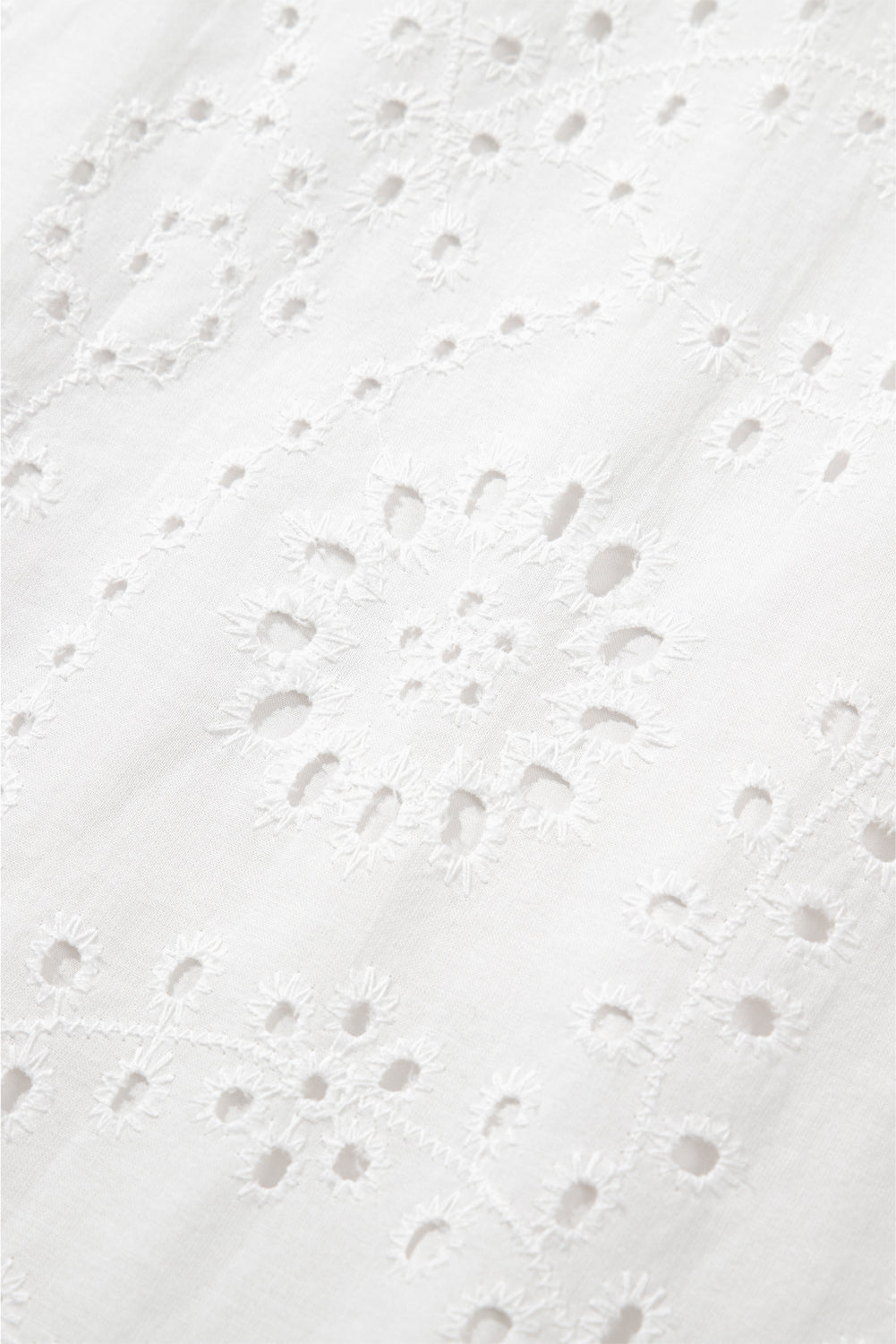 100%Cotton White Floral Eyelet Embroidered Sleeveless Shift Dress