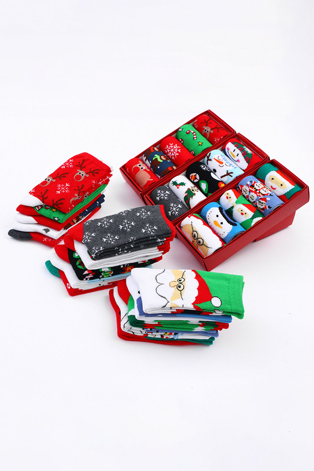 5 Pairs/Set Christmas Cartoon Elk Soft Socks Set with Box