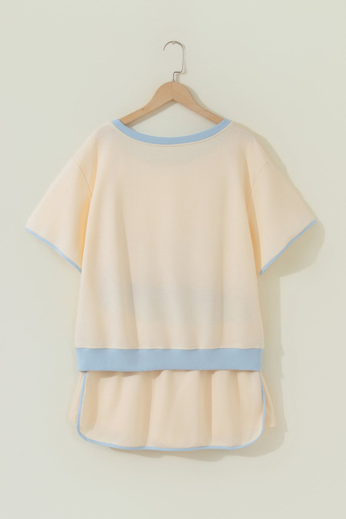 Apricot Colorblock Edge Drop Shoulder T Shirt and Skort 2Pcs Set