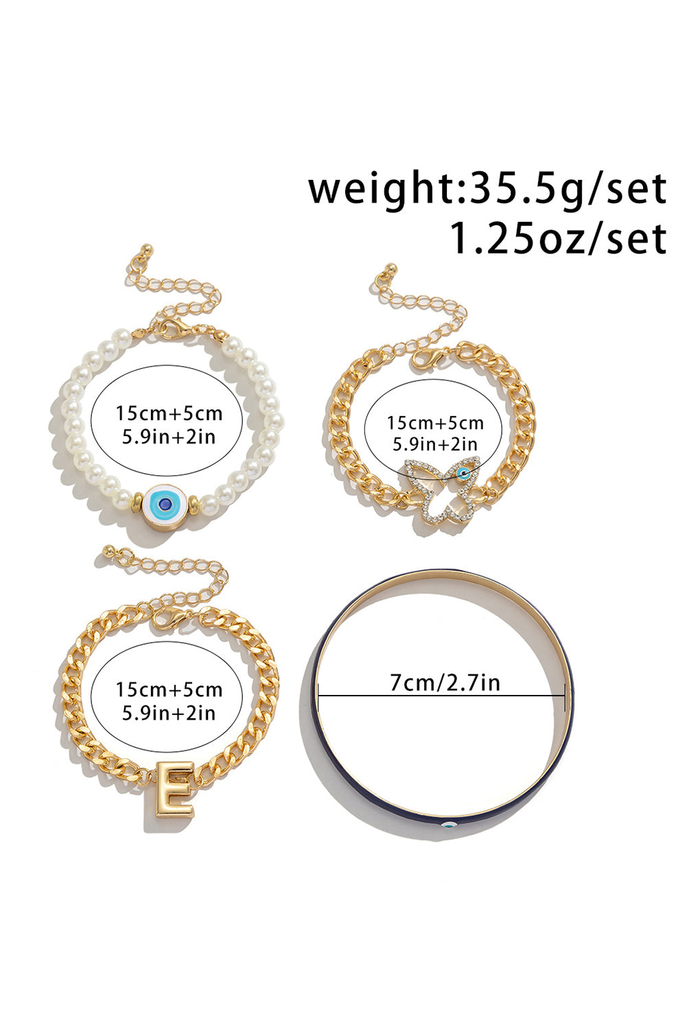 4pcs Pearled Chain Bracelet Set