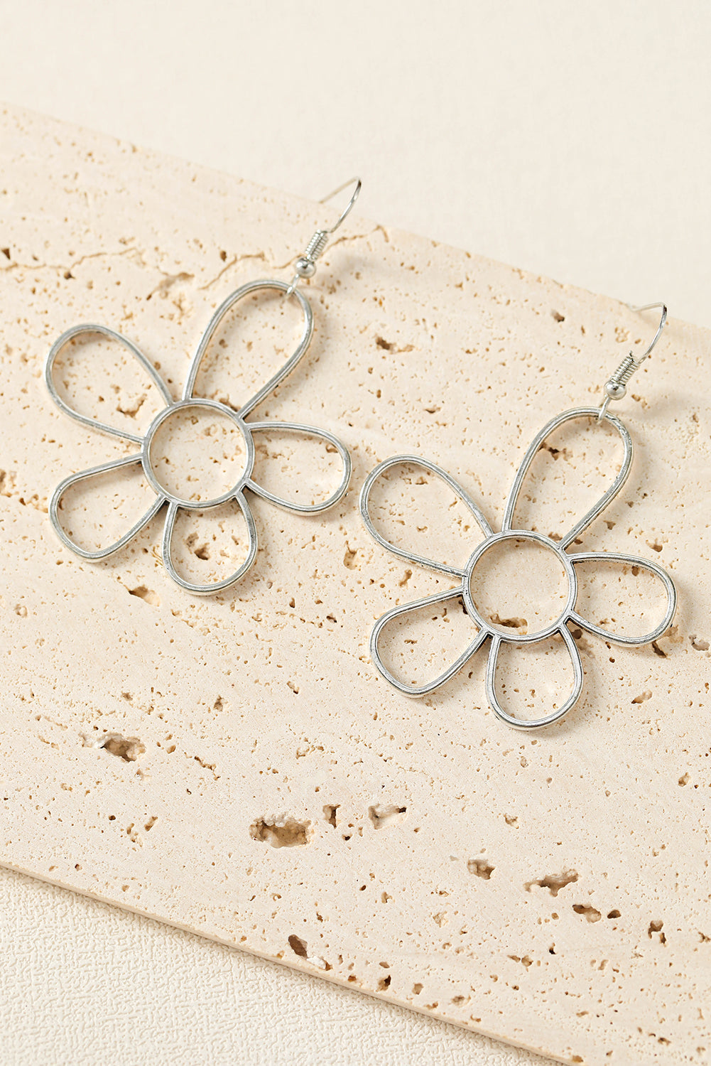 Alloy Hollowed Flower Hook Earrings