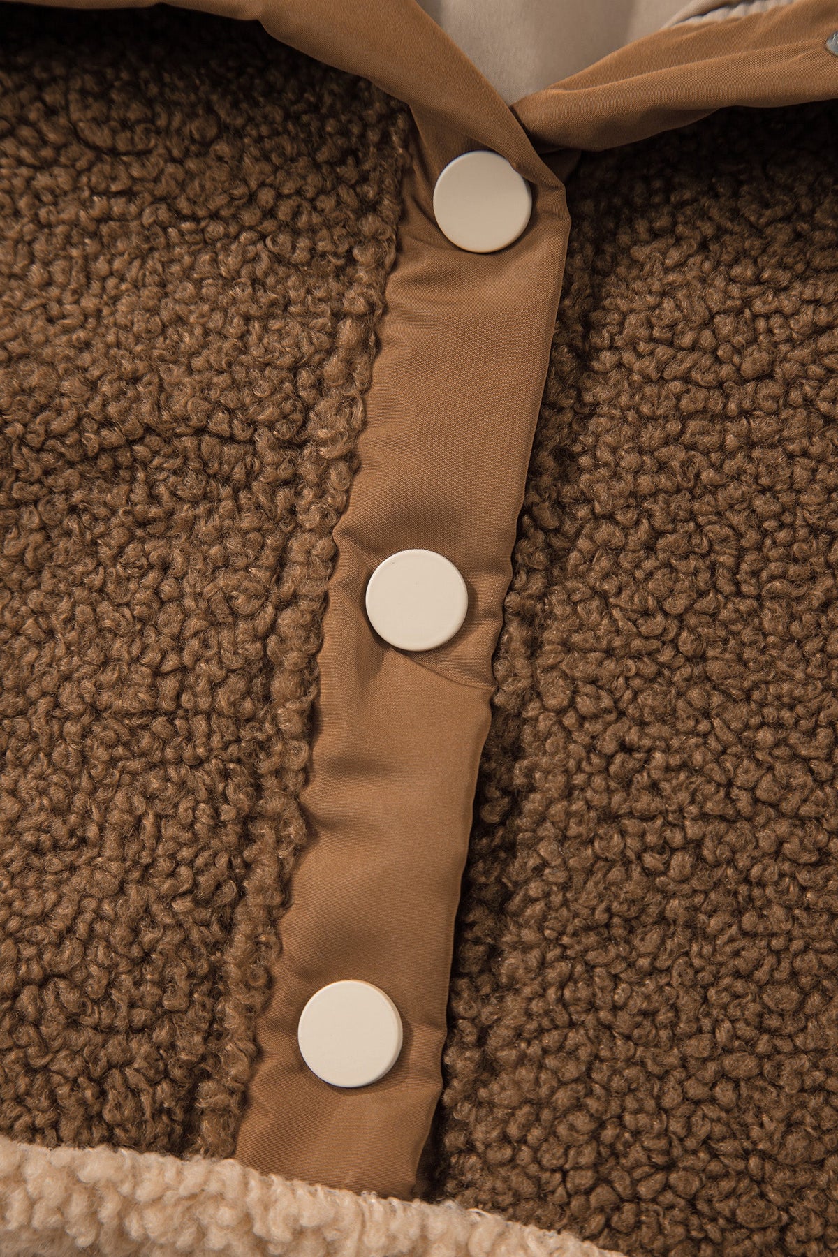 2-tone Color Block Patchwork Half Button Sherpa Sweatshirt