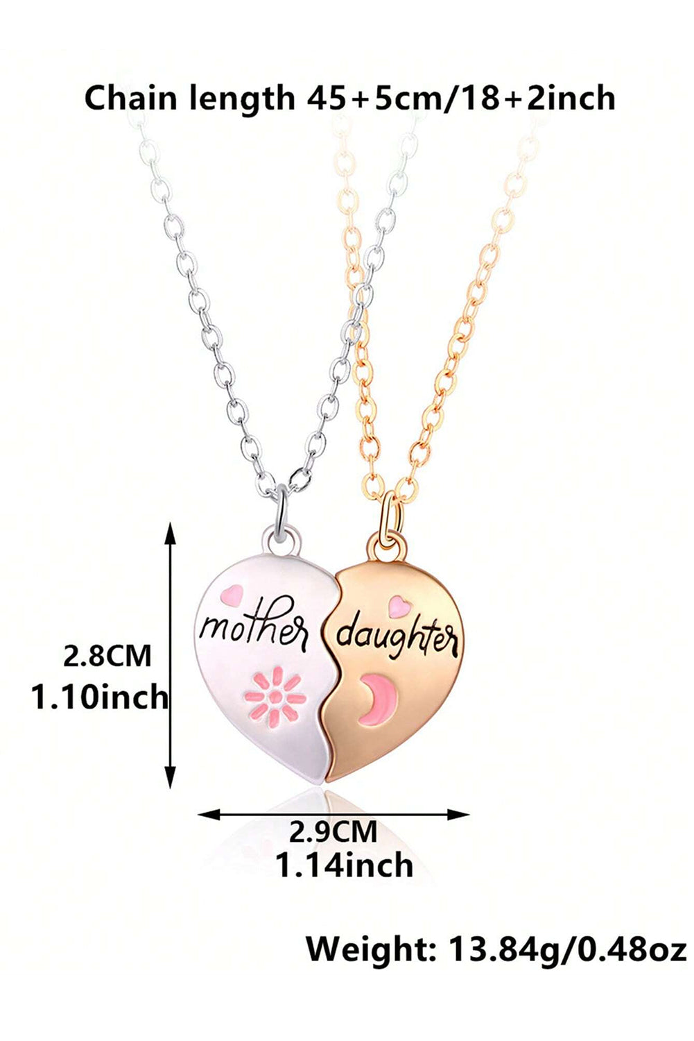 2pcs Mother & Daughter Magnetic Heart Necklace