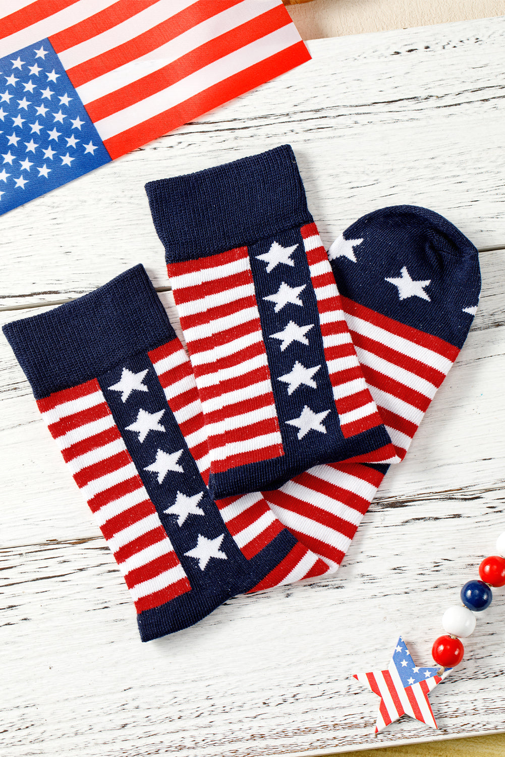 American Inspired Stripes Stars Crew Socks
