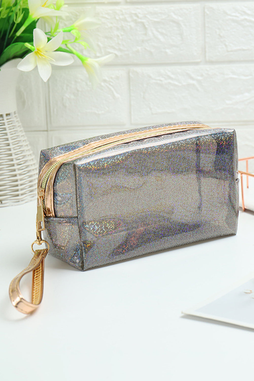 Basic Solid Color PU Square Makeup Bag