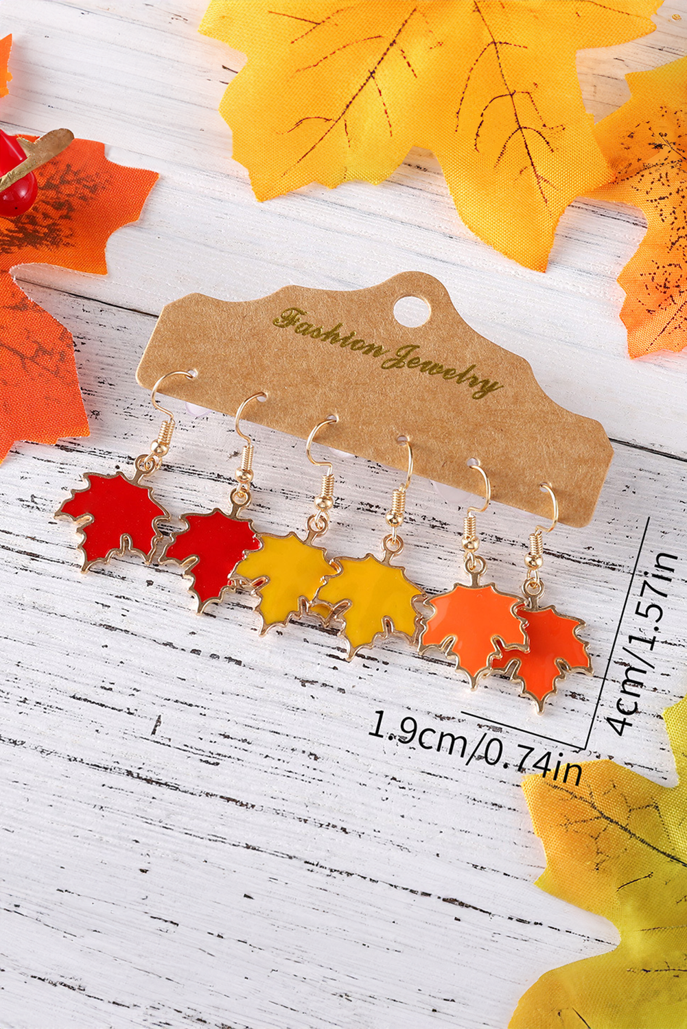 3 Pairs/Set Thanksgiving Maple Leaves Hook Dangle Earrings