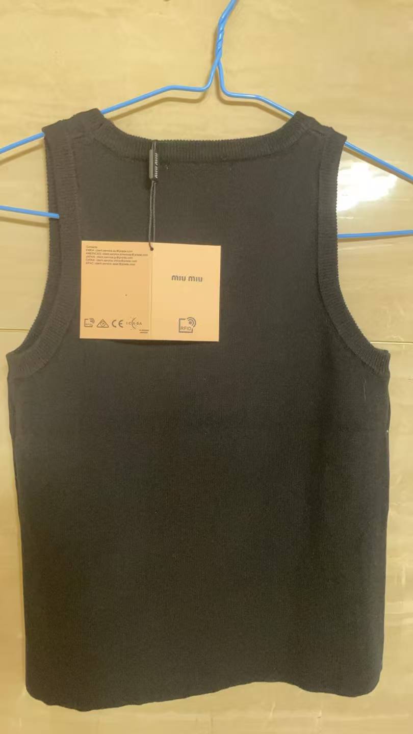 Miu Miu White Ribbed Tank Top