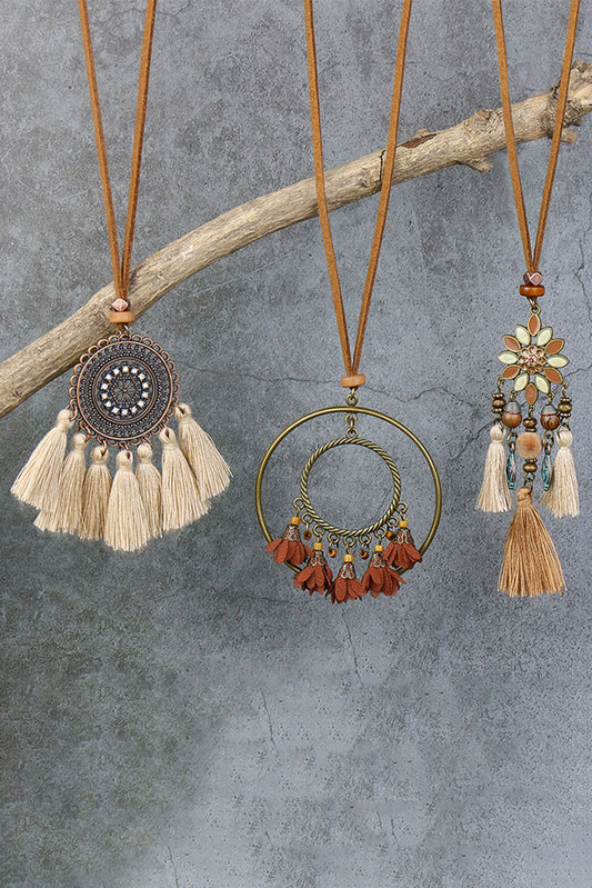 3pcs Bohemian Retro Tasseled Pendant Necklace