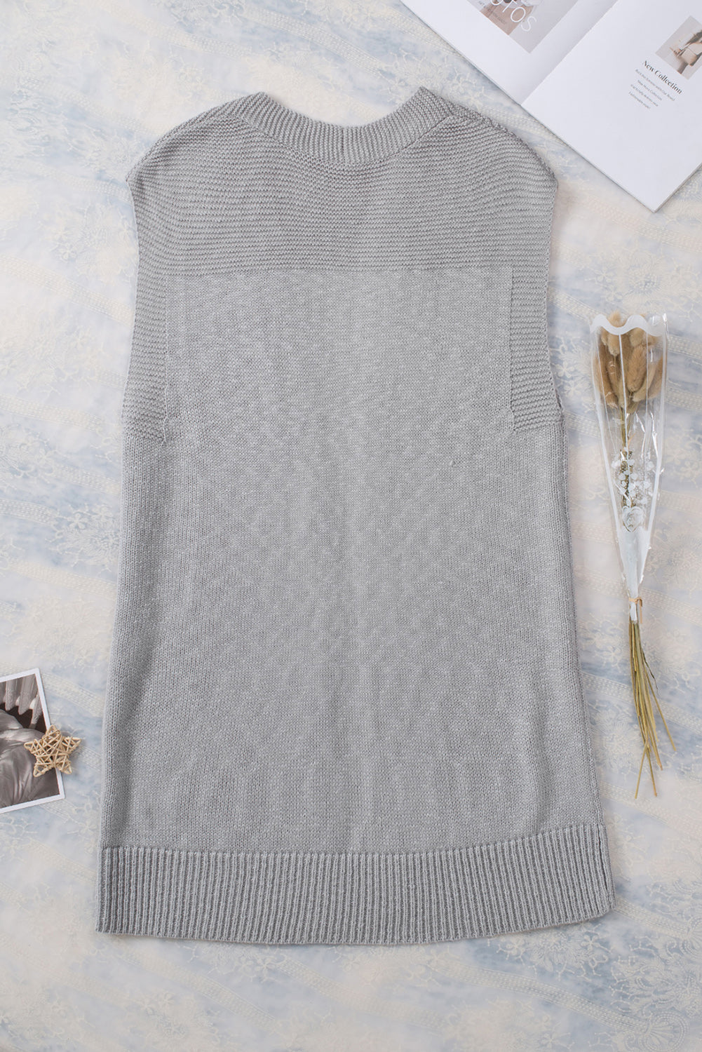 Basic Gray Vest Cardigan Sweater