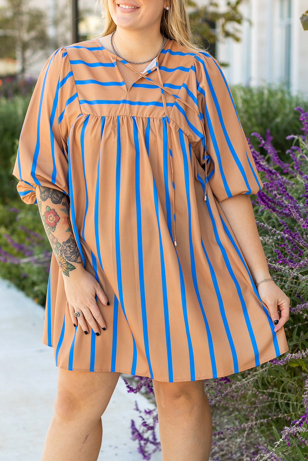 3/4 Sleeve Babydoll Plus Size Dress