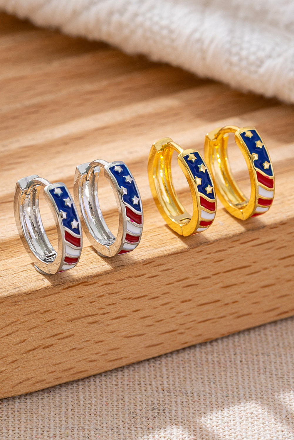 American Flag Plated Alloy Hoop Earrings