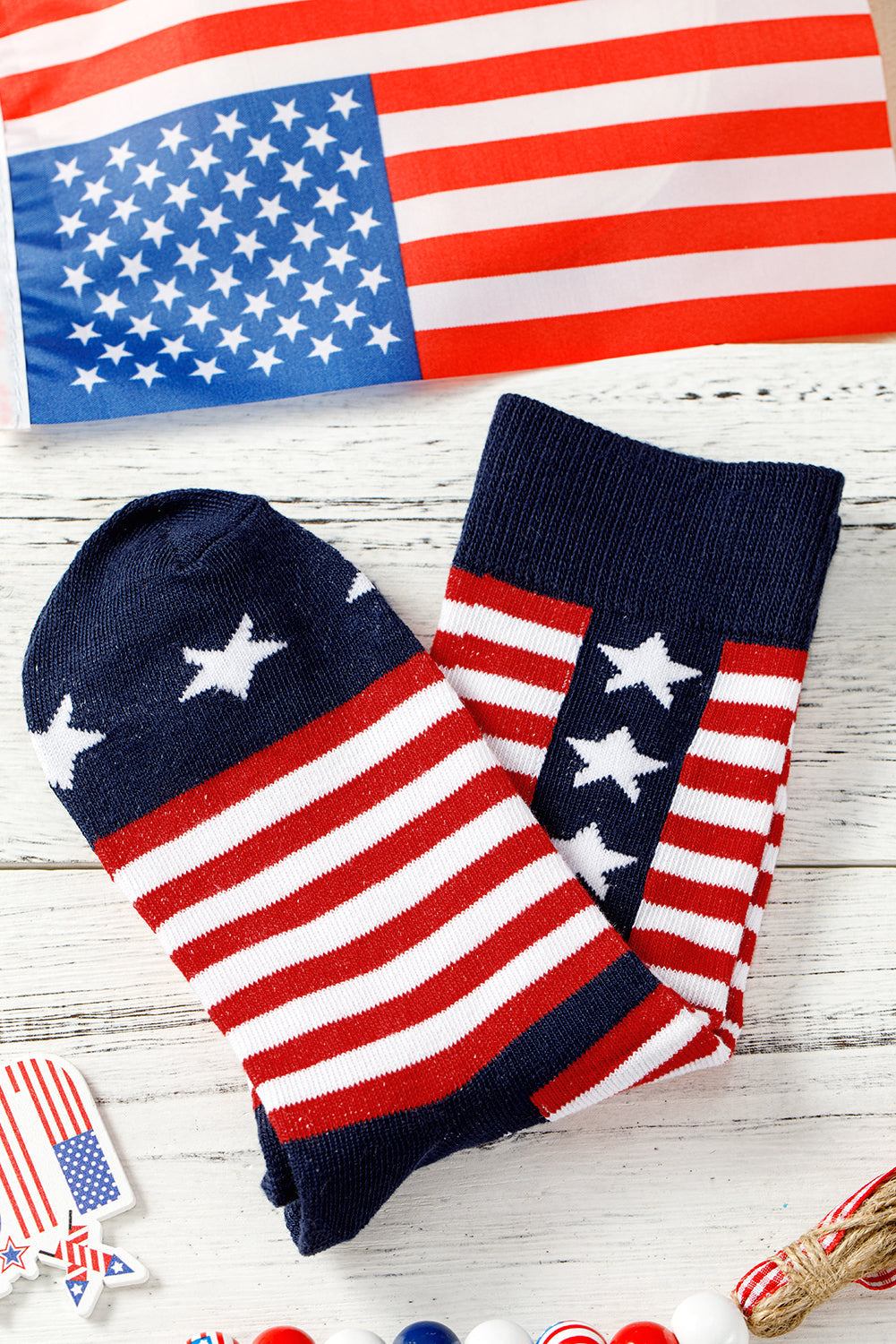 American Inspired Stripes Stars Crew Socks