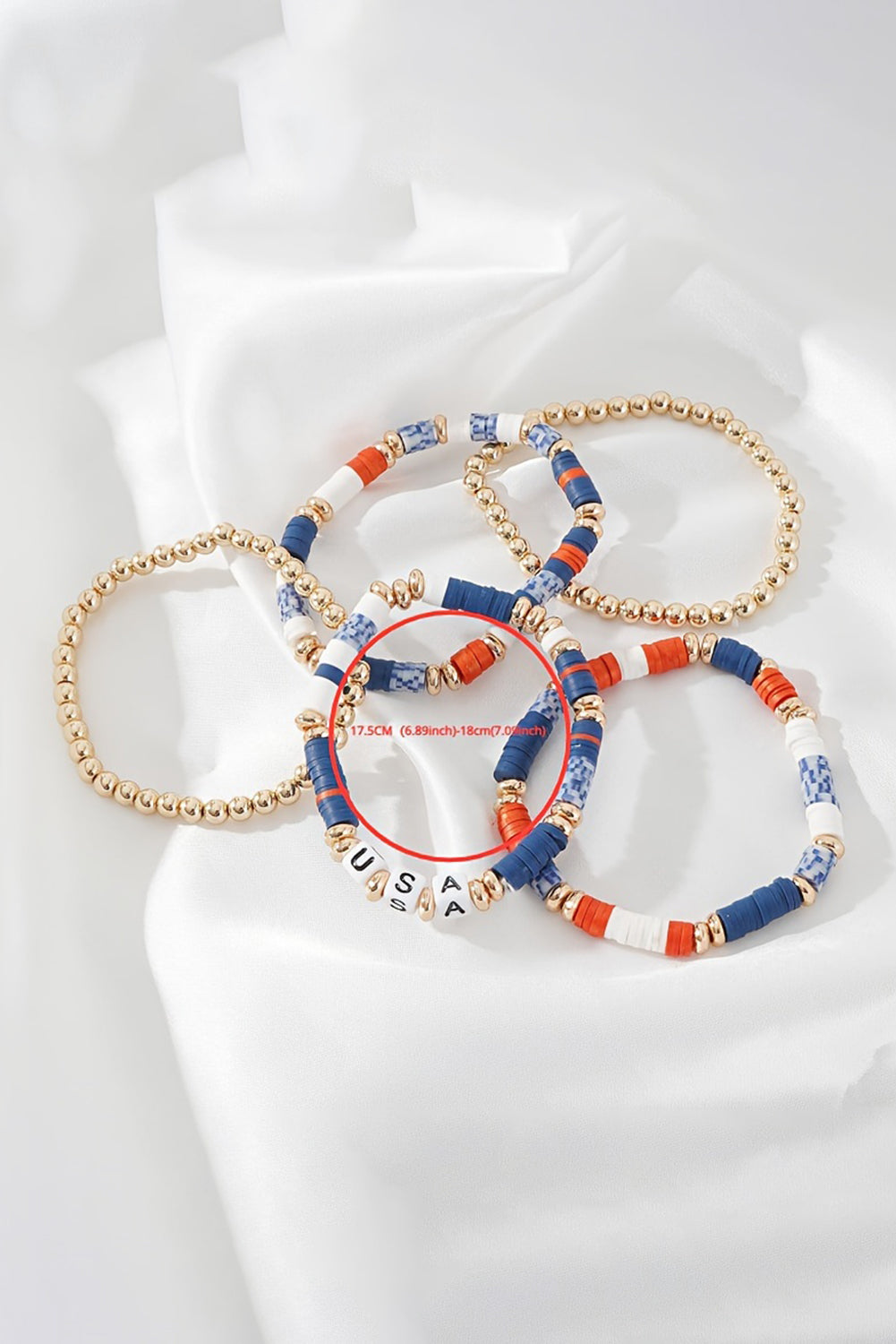 5pcs USA Independence Day Beaded Bracelet Set
