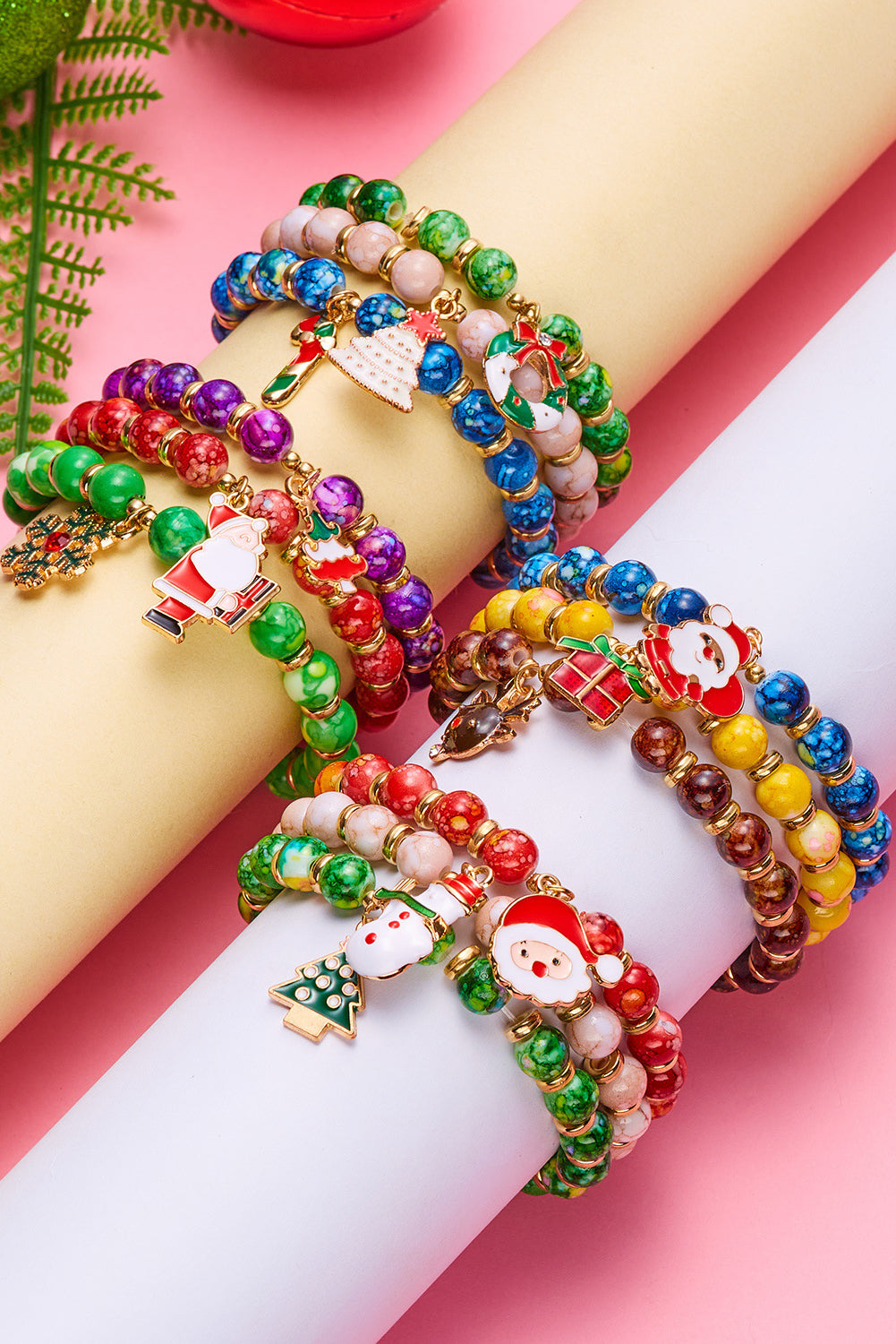 3 Pack Christmas Bead Bracelets