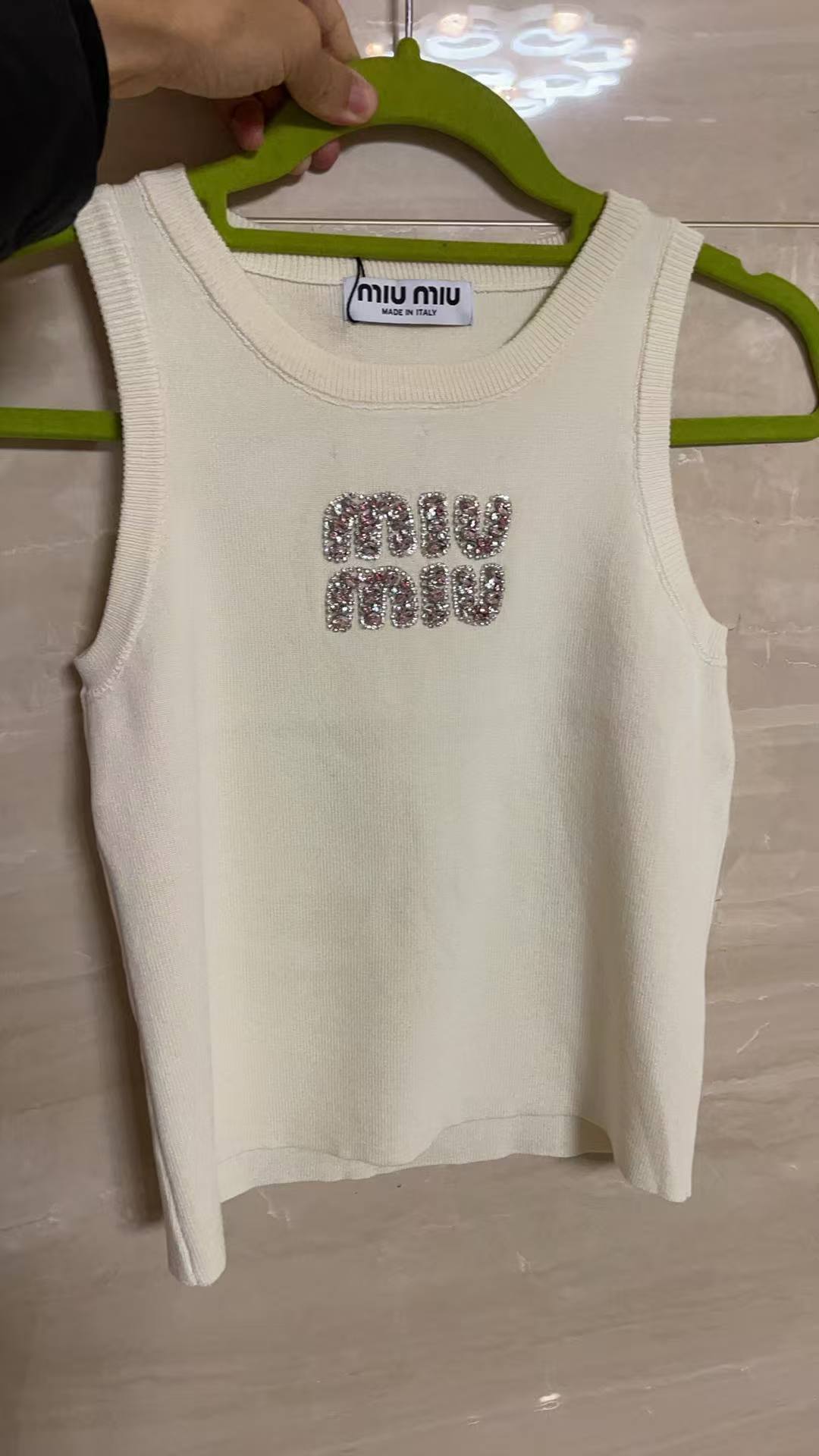 Miu Miu White Ribbed Tank Top