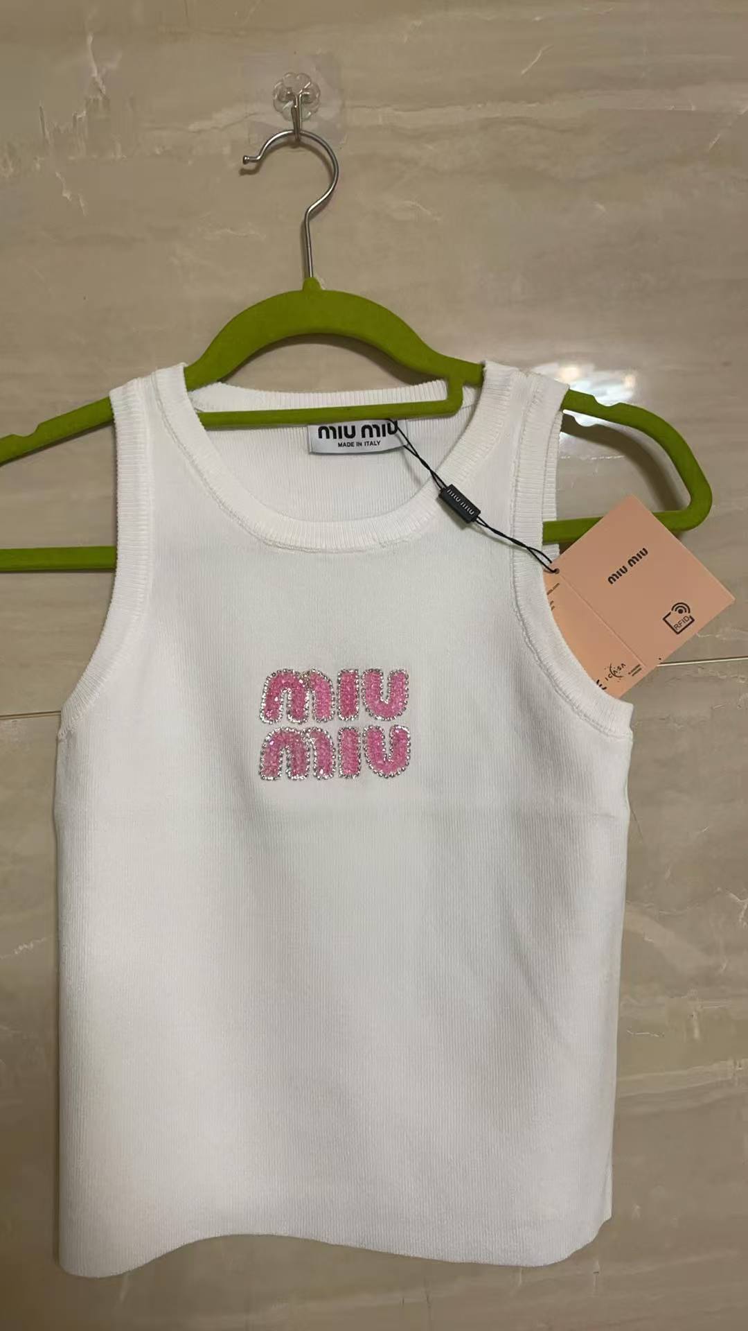 Miu Miu White Ribbed Tank Top