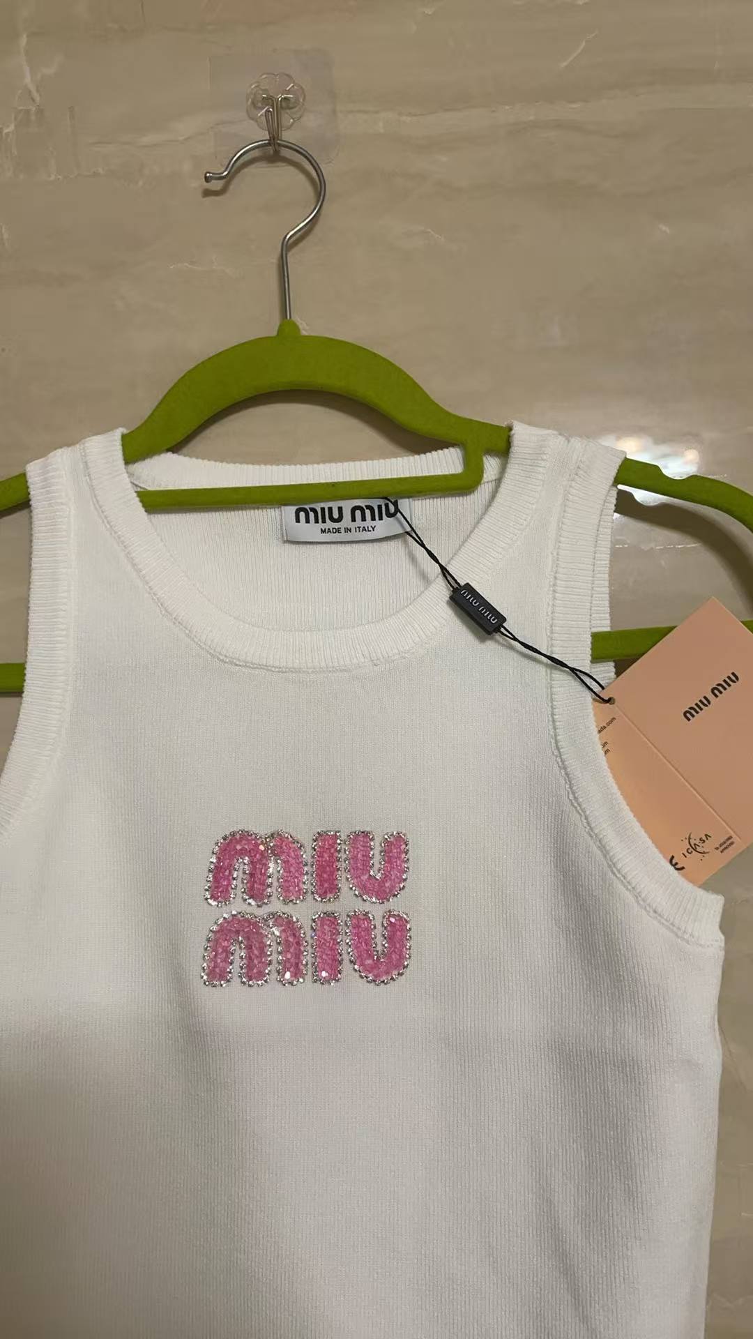 Miu Miu White Ribbed Tank Top