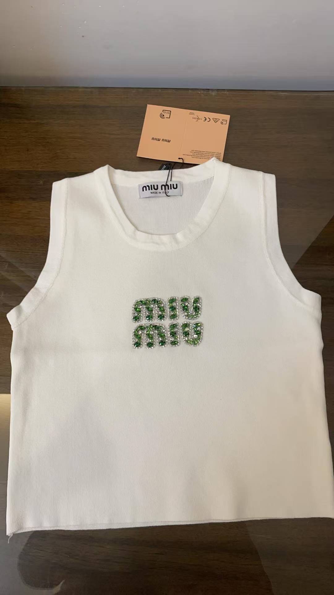 Miu Miu White Ribbed Tank Top