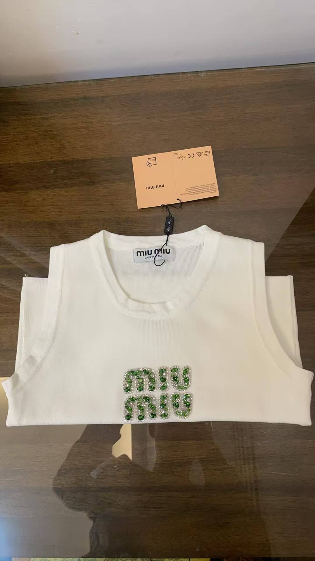 Miu Miu White Ribbed Tank Top