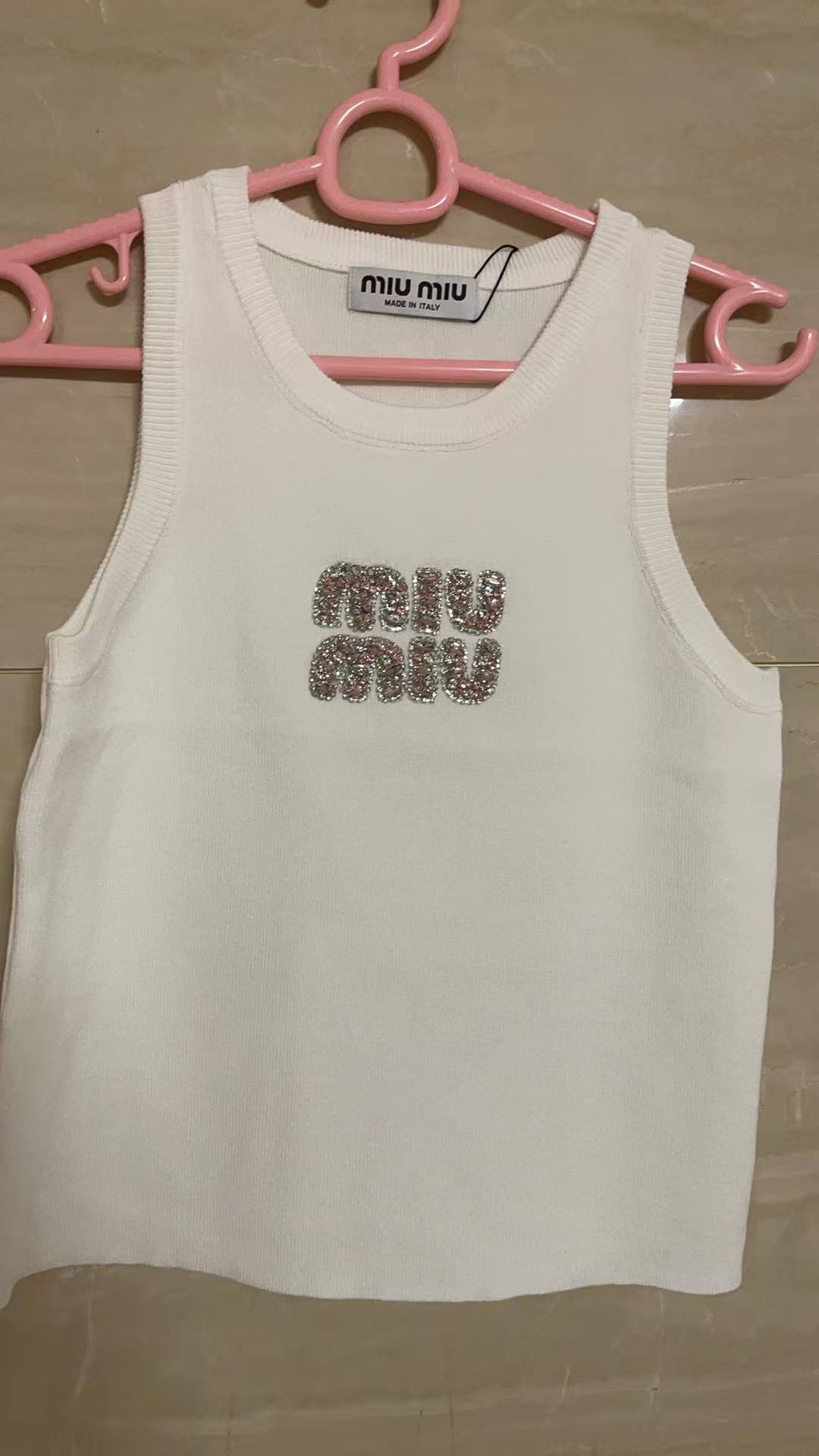 Miu Miu White Ribbed Tank Top