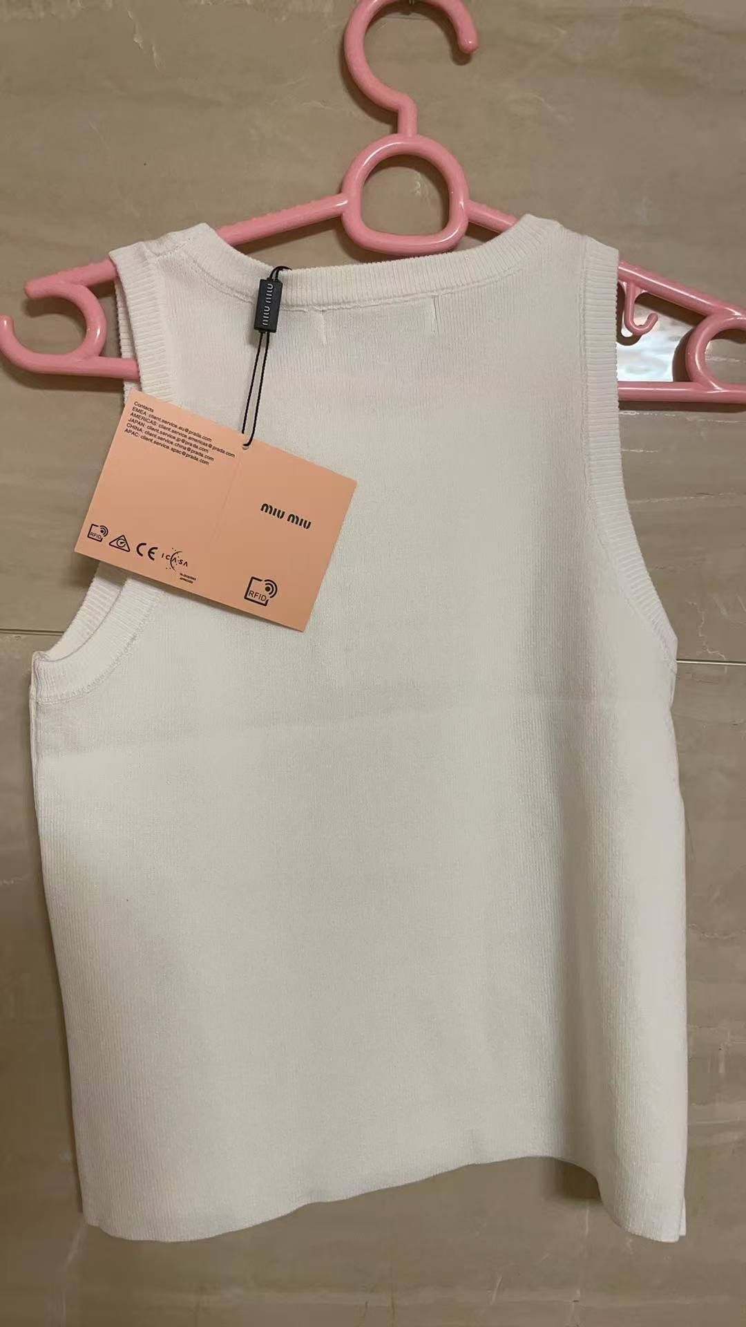 Miu Miu White Ribbed Tank Top
