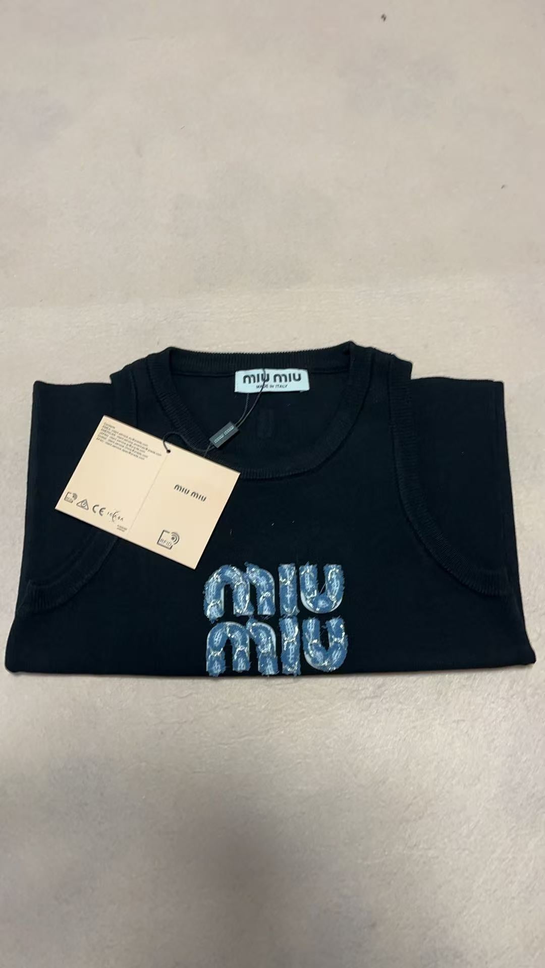 Miu Miu White Ribbed Tank Top
