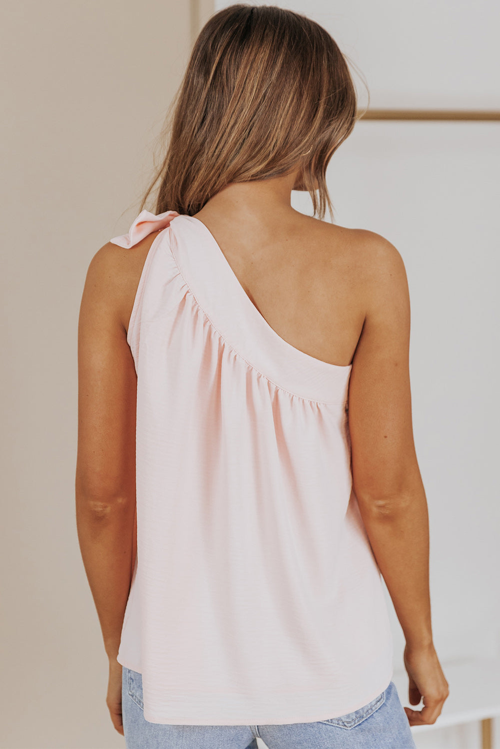 Asymmetric Tie Shoulder Sleeveless Top