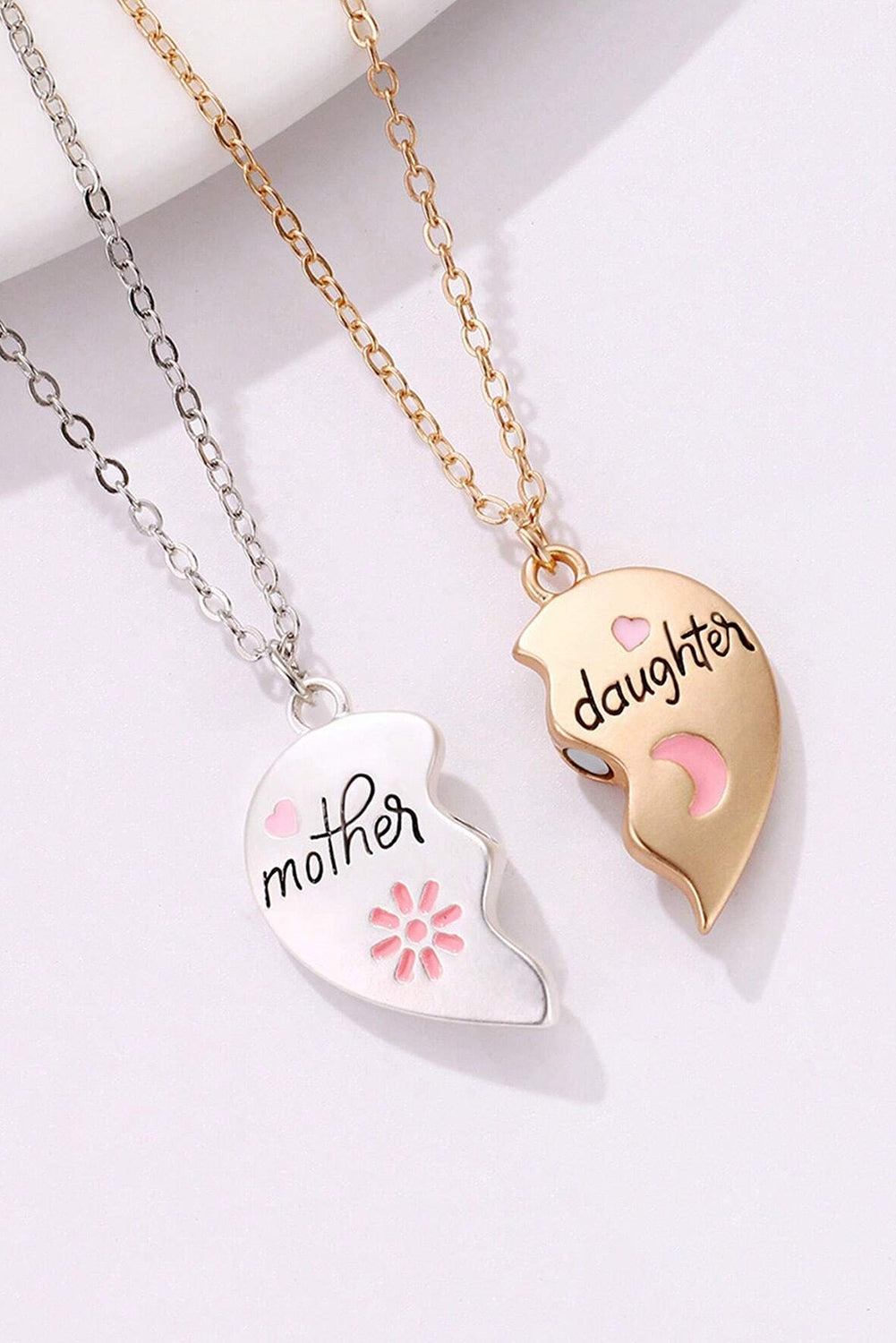 2pcs Mother & Daughter Magnetic Heart Necklace