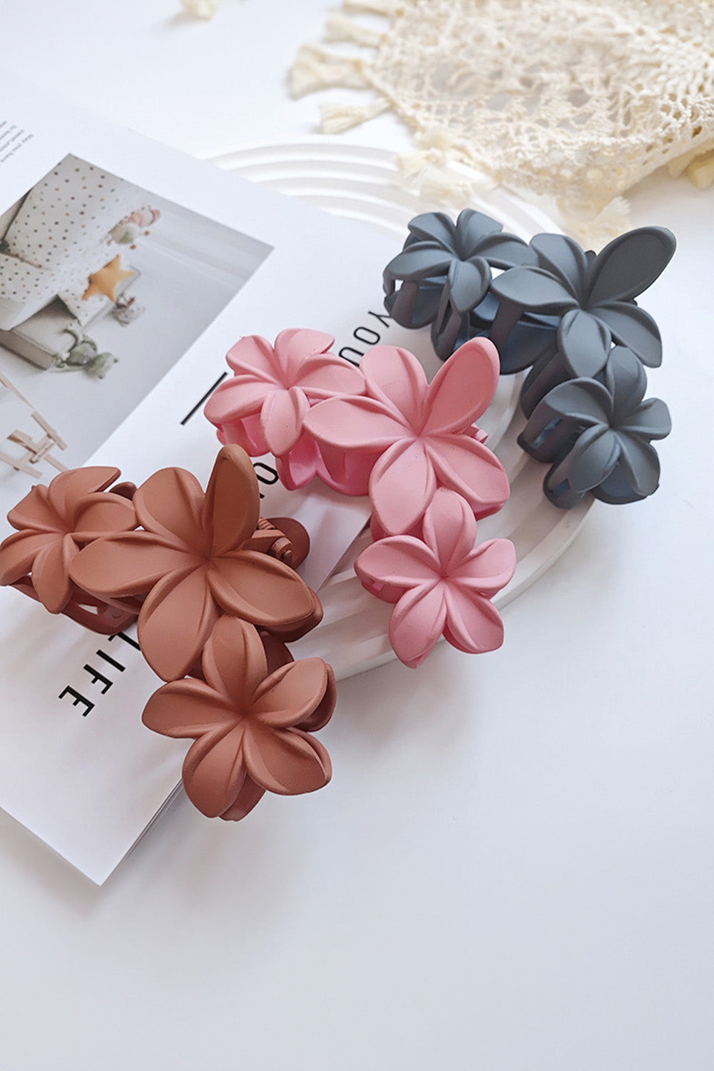 3D Flower Plastic Resin Hair Claw (Slight Color Variations)