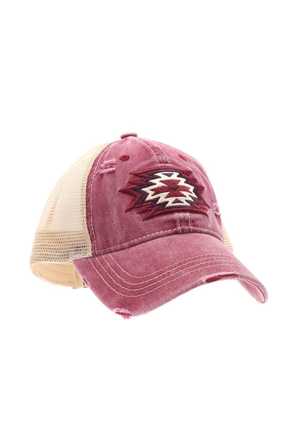 Aztec Pattern Cotton Distressed Baseball Cap